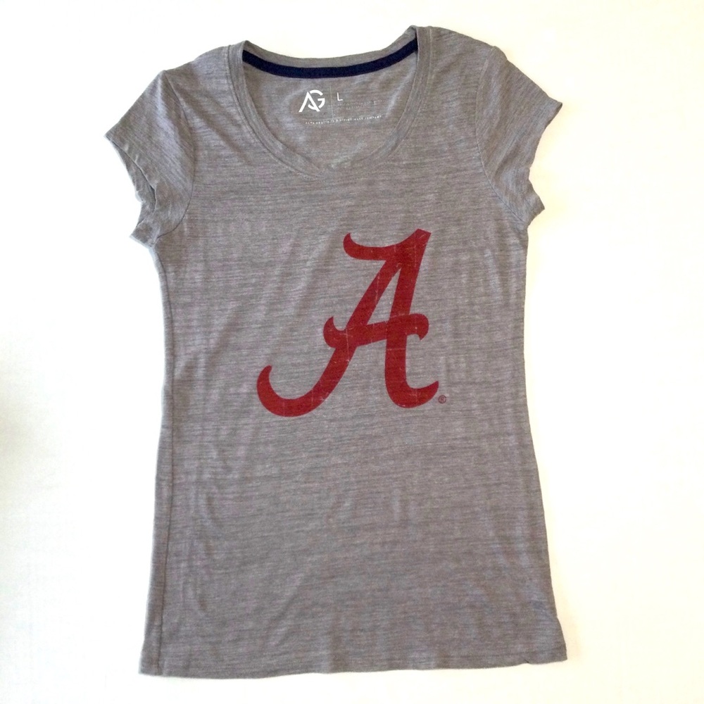Alta Garcia NWOT Womens Size Large  Gray Alabama Crimson Tide Tee with Script A